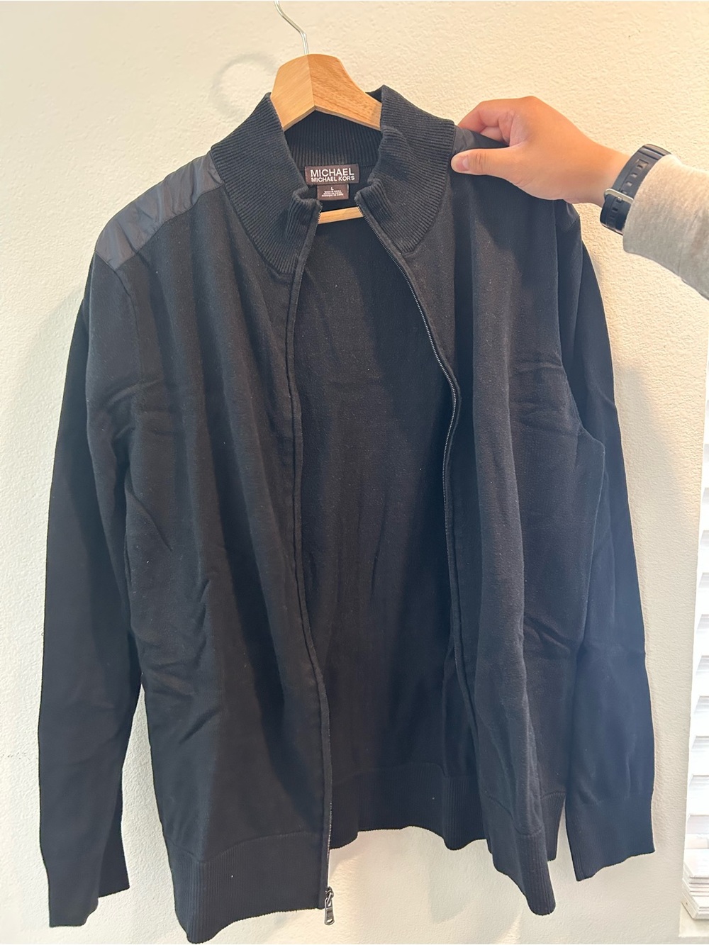 Michael Kors Men’s Black Full-Zip Bomber Cardigan